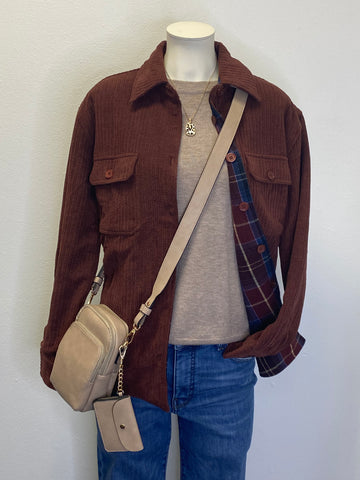 Reversible Corduroy Plaid Shacket