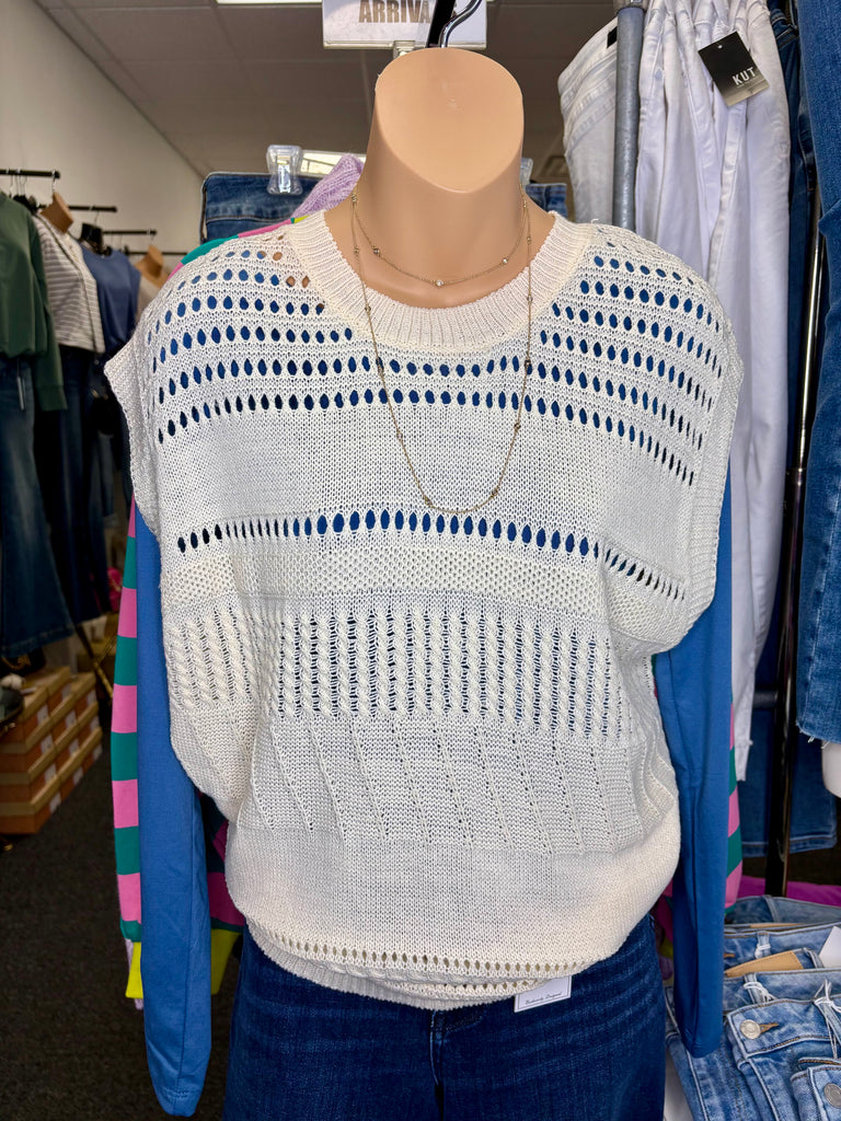 Crochet Open Knit Sweater Vest