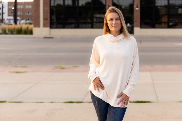 Cowl Neck Dolman Tunic Top