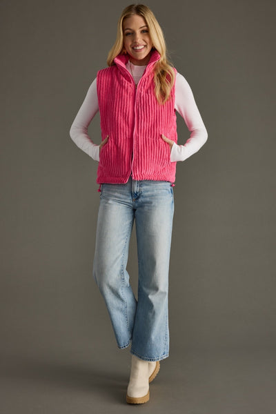 Corduroy Drawstring Pocket Vest