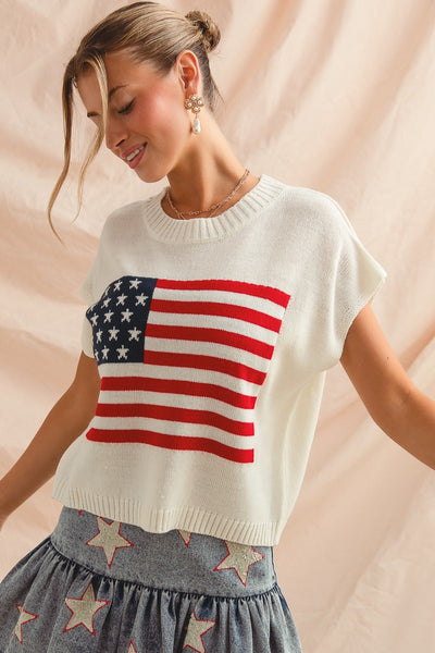 American Flag Sweater Top