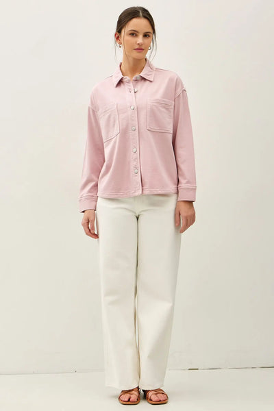 Vintage Wash Denim Knit Shacket