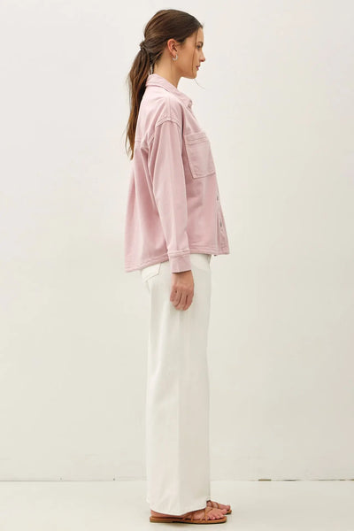 Vintage Wash Denim Knit Shacket