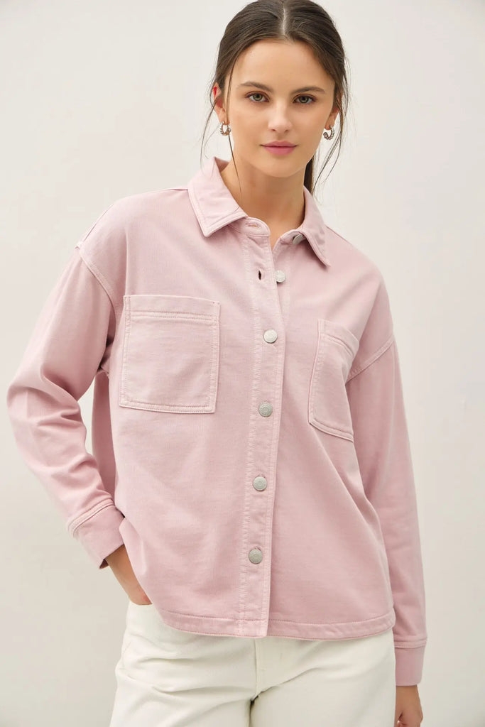 Vintage Wash Denim Knit Shacket