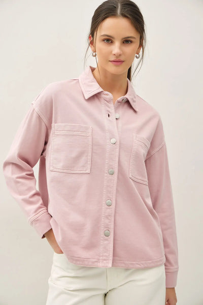 Vintage Wash Denim Knit Shacket