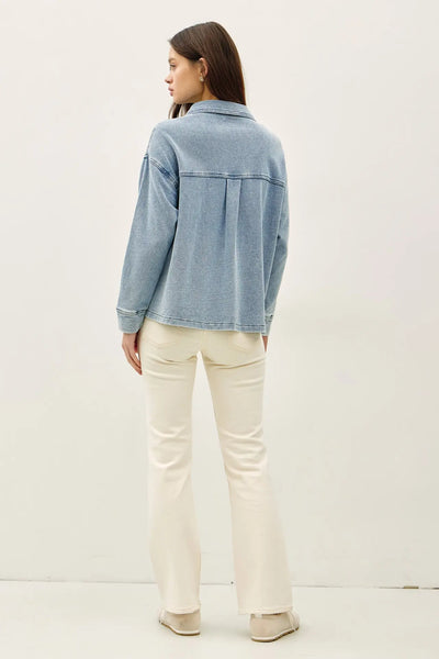 Vintage Wash Denim Knit Shacket