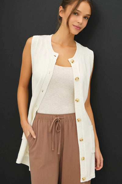 Tie Button Up Long Vest
