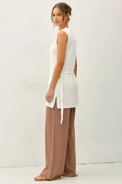 Tie Button Up Long Vest