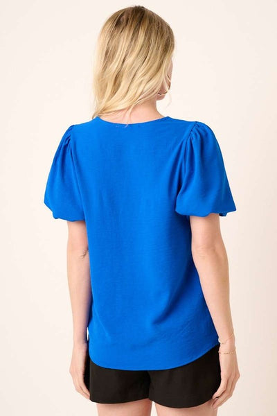 V-Neck Bubble Sleeve Top