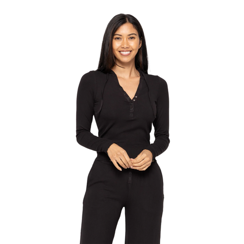 Bamboo Long Sleeve Henley Hoodie