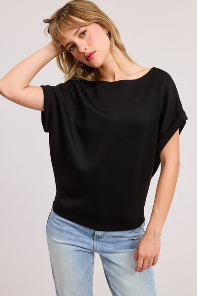 Scuba Dolman Rolled Sleeve Top