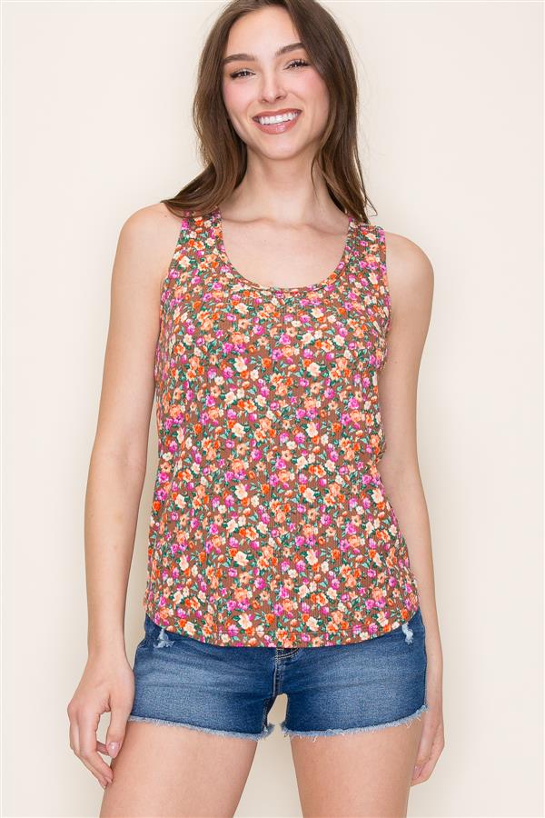 Brushed Ribbed Floral Tank