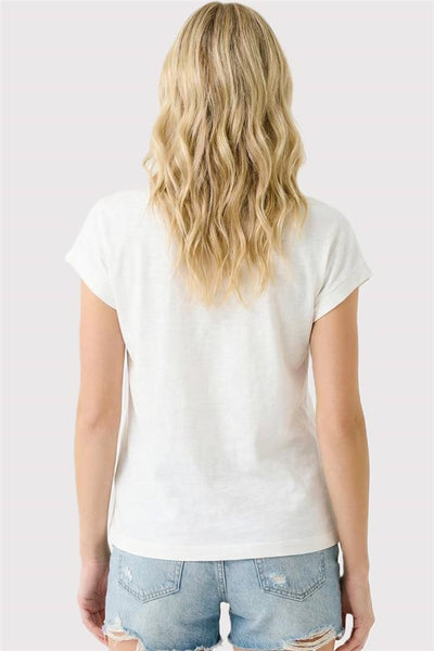 Slub Short Sleeve V-Neck Top