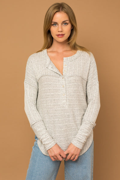 Henley Sweater Knit Top