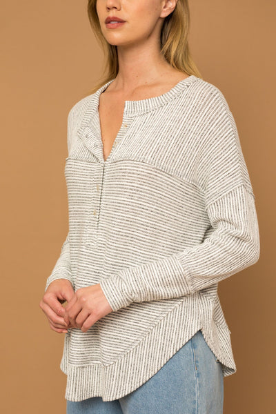 Henley Sweater Knit Top