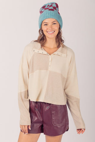 Snap Henley Cropped Pullover