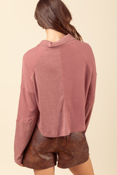 Snap Henley Cropped Pullover