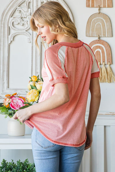 Corded Peach V-Neck