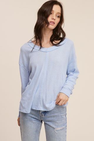 V-Neck Vertical Knit Top