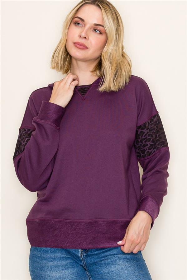 Leopard Accent Hooded Sweatshirt