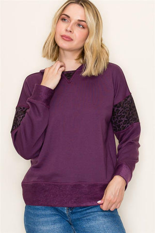 Leopard Accent Hooded Sweatshirt