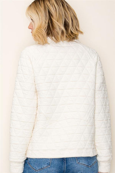 Quilted Half Zip Kangaroo Pouch Pullover