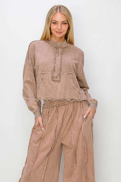 Mineral Wash Half Zip Pullover