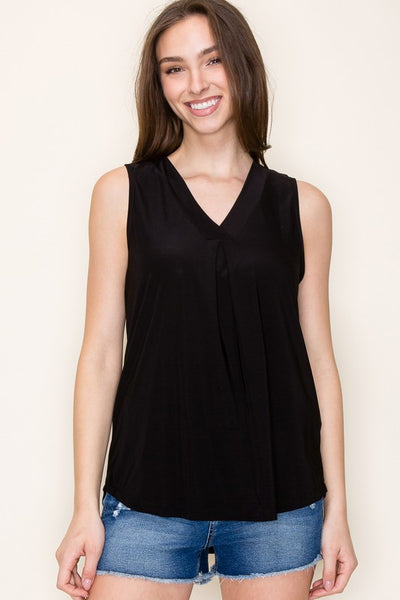 Shiny V-Neck Pleated Tank