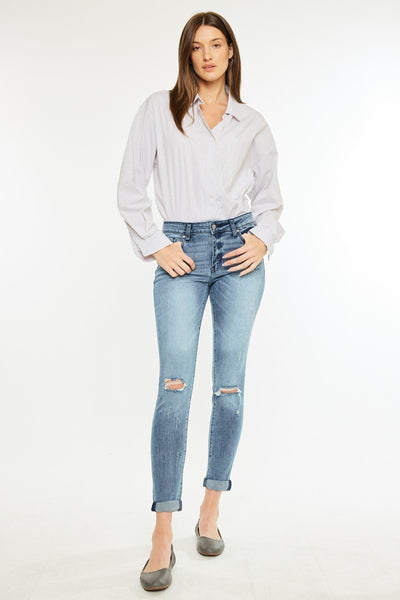 High Rise Double Folded Ankle Skinny AMBER