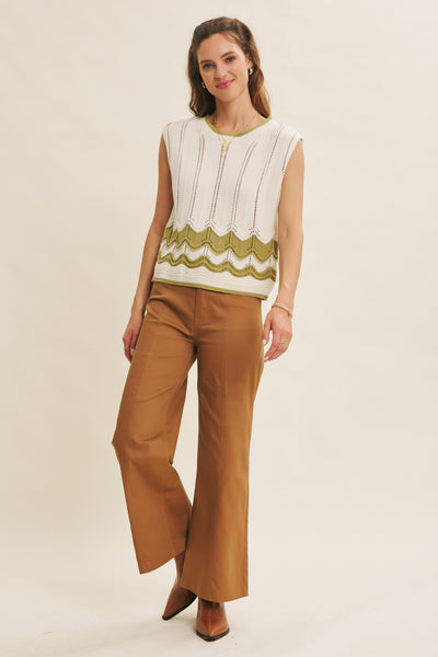 Wave Cable Knit Sweater Tank