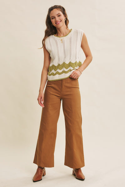 Wave Cable Knit Sweater Tank