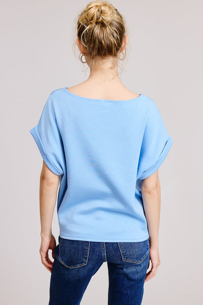 Scuba Dolman Rolled Sleeve Top