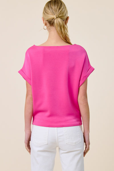 Scuba Dolman Rolled Sleeve Top