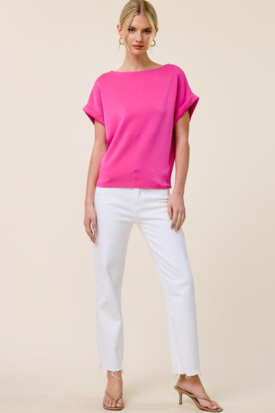 Scuba Dolman Rolled Sleeve Top