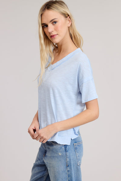 Raw Edge V-Neck Top