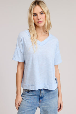 Raw Edge V-Neck Top