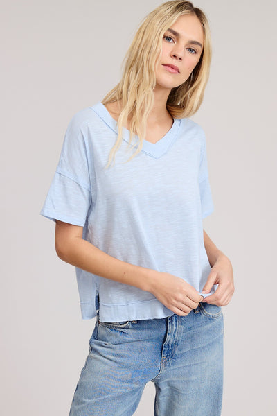 Raw Edge V-Neck Top