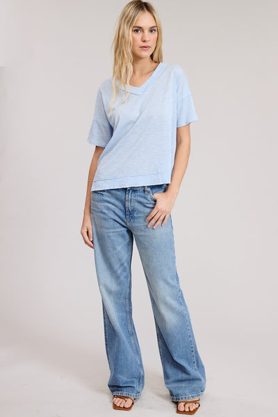 Raw Edge V-Neck Top