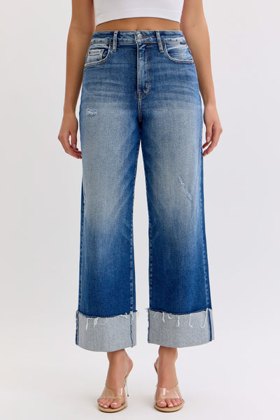 Cello High Rise Wide Leg Cuff Jean