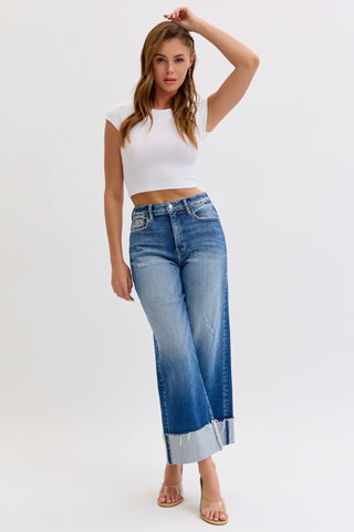 Cello High Rise Wide Leg Cuff Jean