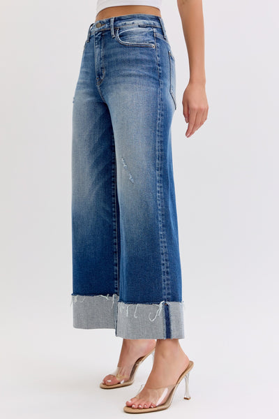 Cello High Rise Wide Leg Cuff Jean