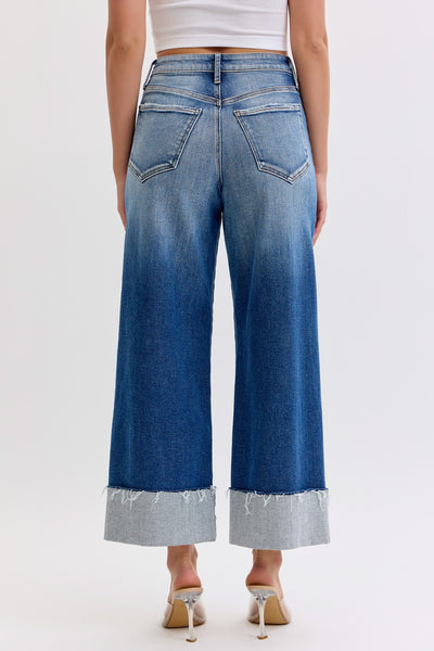 Cello High Rise Wide Leg Cuff Jean