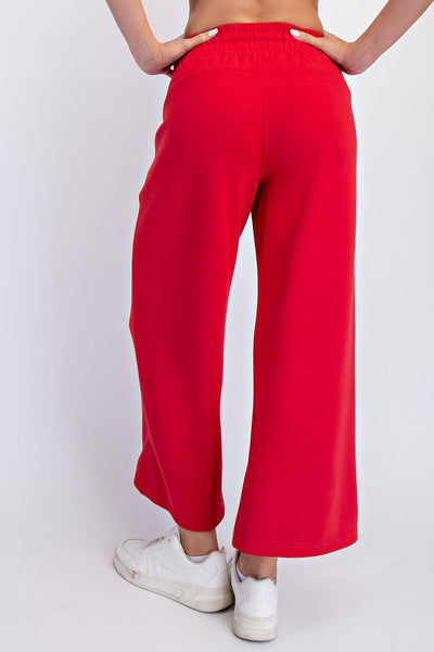 Red Scuba Wide Leg Pant