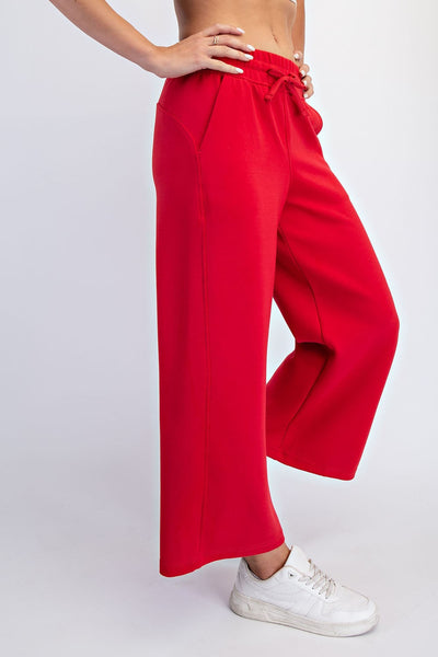 Red Scuba Wide Leg Pant