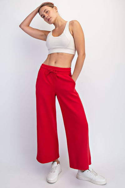 Red Scuba Wide Leg Pant