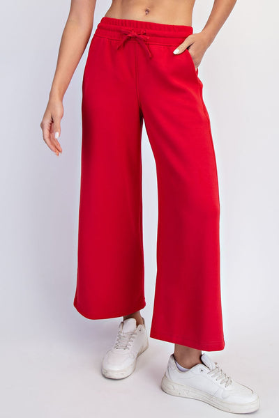 Red Scuba Wide Leg Pant