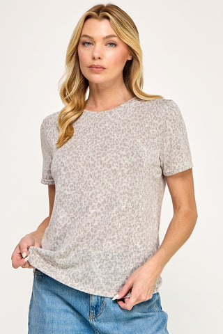 Slub Printed Short Sleeve Top