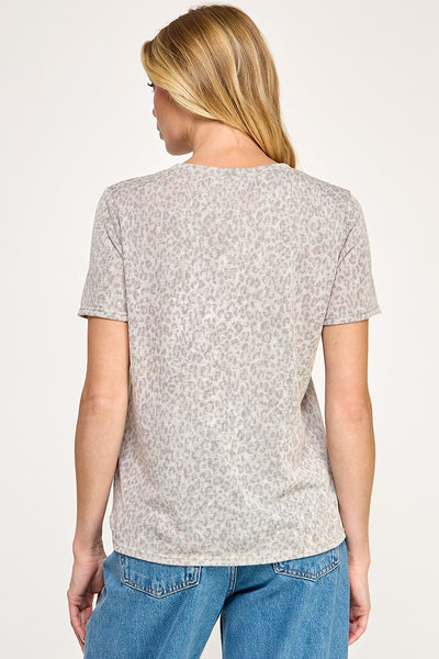 Slub Printed Short Sleeve Top