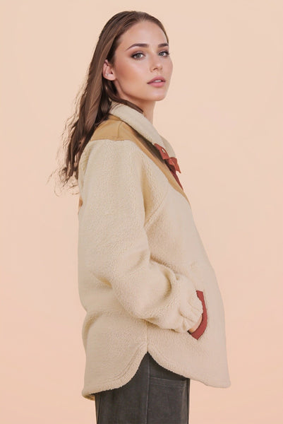 Oversized Half Button Down Fleece Pullover