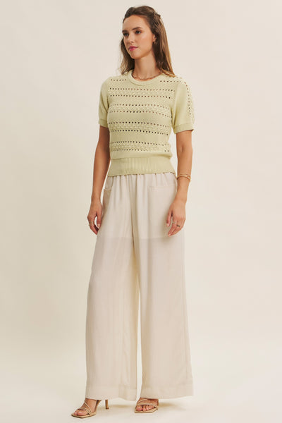 Pointelle Short Sleeve Sweater